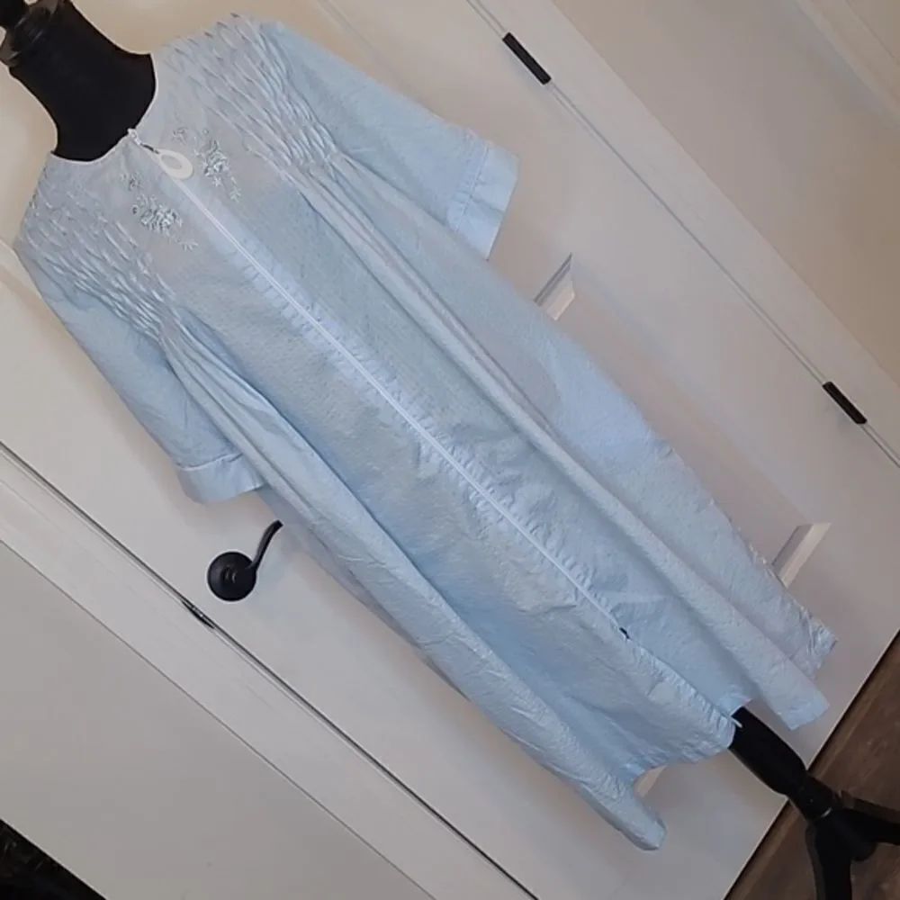 Blue Pajama Mumu Lightweight Robe with Pockets